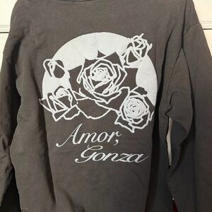 Black Hoodie with White Rose Design